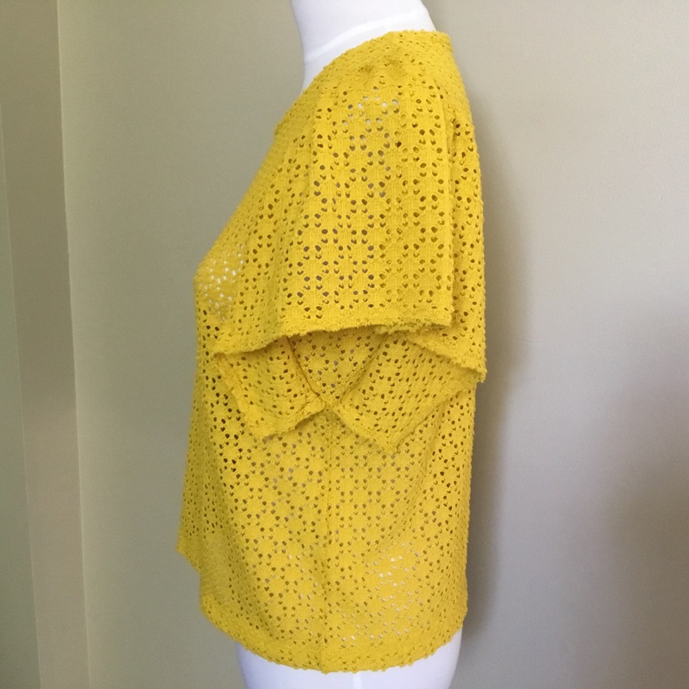 NWT MADEWELL Texture Thread mustard eyelet top S - Picture 3 of 4